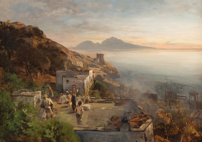 Evening in the bay of Naples by Oswald Achenbach, 1877