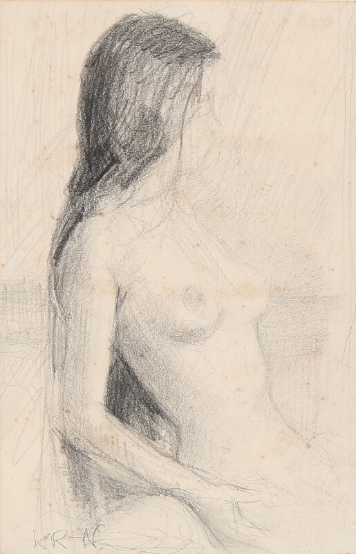 Artwork by Knud Raaschou-Nielsen, Two studies, Made of Oil on canvas and pencil on paper
