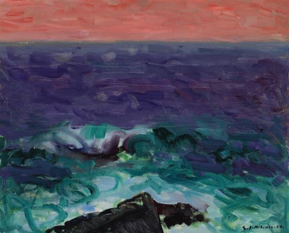 Evening at the Sea, the Faroe Islands by Sámal Elias Frederik Joensen-Mikines, 1959