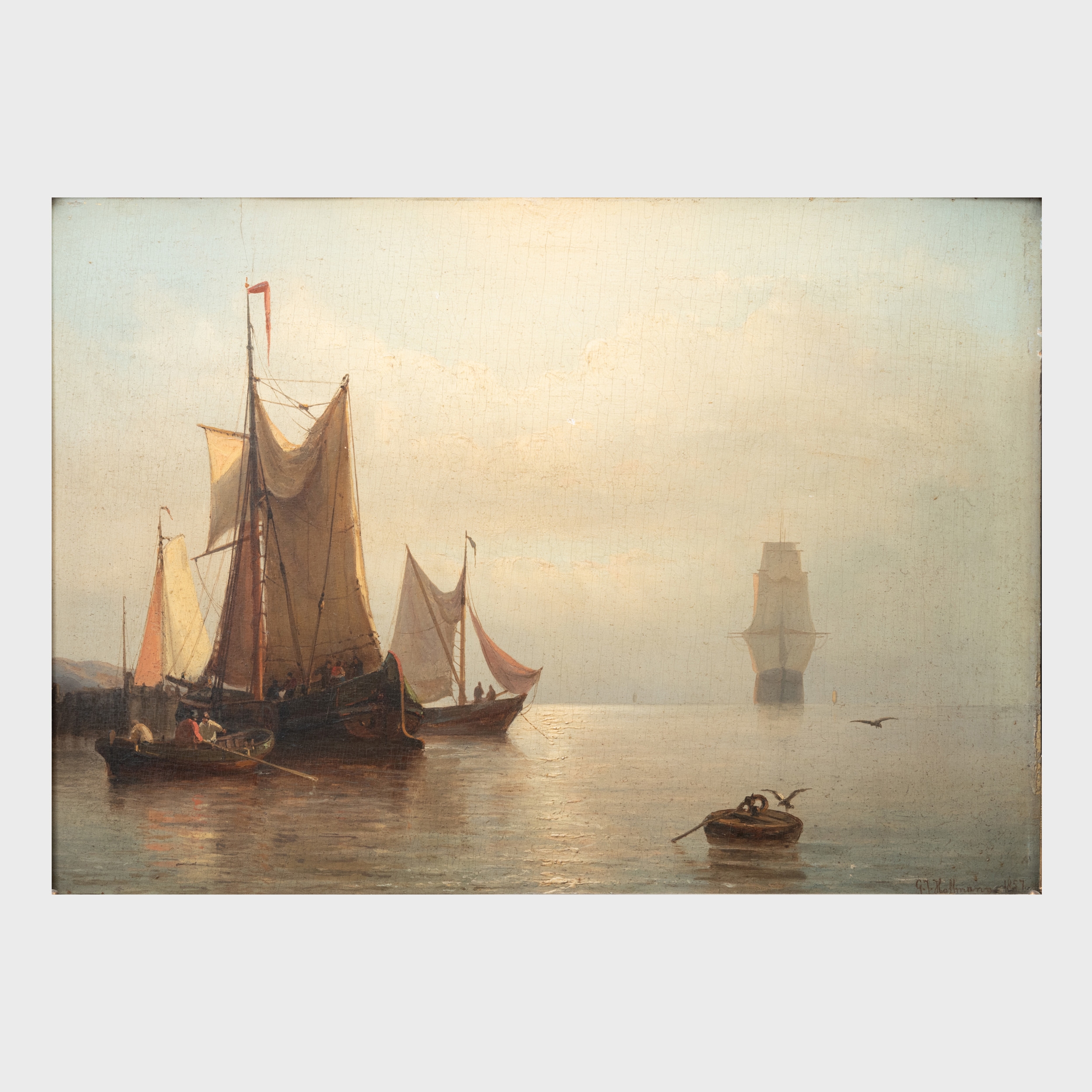 Harbor Scene by Georges Johannes Hoffmann, 1857