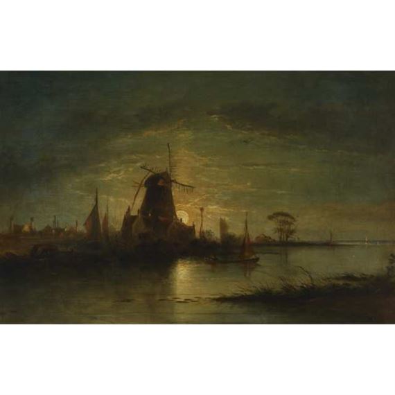 NEAR LEYDEN - MOONLIGHT, 1840 by John Berney Crome