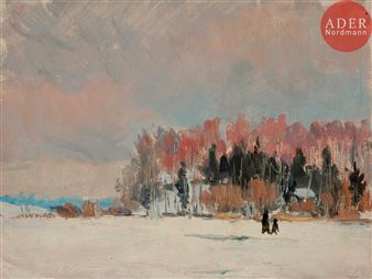 Promeneurs dans la neige - Vladimir Petrovitch Tomilovsky