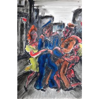 13 works: A group of illustrations, including war time scenes, London Types, Charlotte's Progress and others - Vera Cuningham