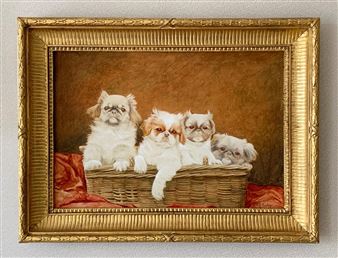 2 works: Portrait d'un Pekinois et Portrait de chiots - Henry Crowther