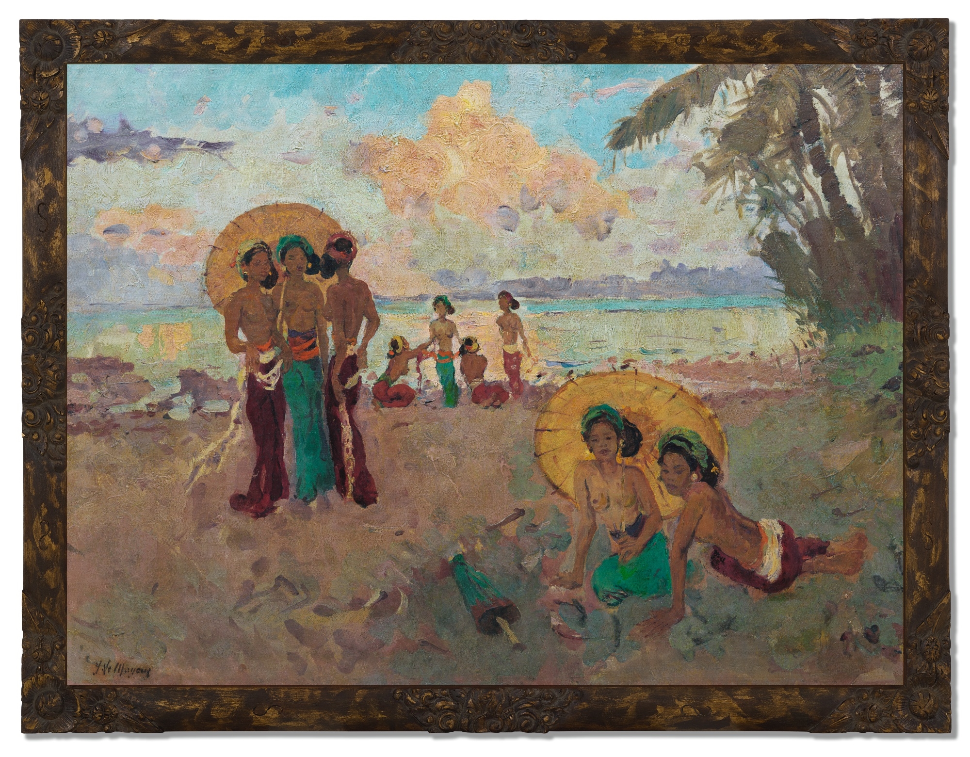 Artwork by Adrien Jean Le Mayeur de Merprés, WOMEN AT THE BEACH, Made of Oil on canvas