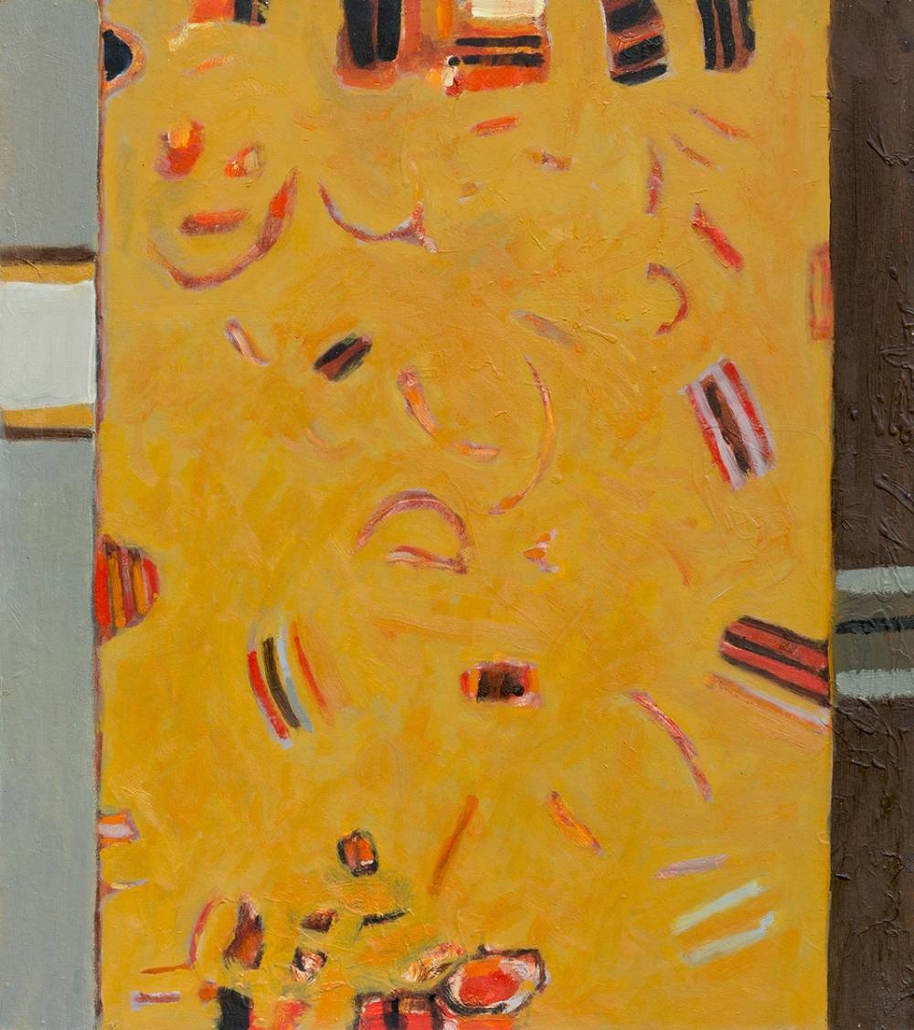 Artwork by George Vaughan, FIESTA 2, Made of oil on board
