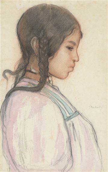 Jeune fille de profil by Jean Bouchaud