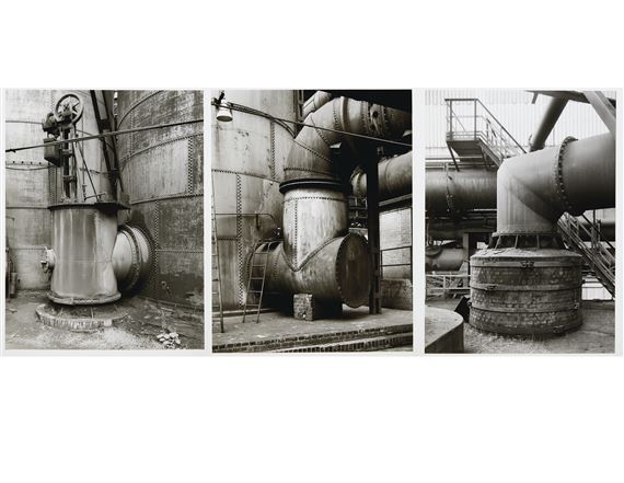 Three Hot Blast Stove details: Steel Plant, Georgsmarienhütte, Osnabrück, W.G.; Steel Plant, Boël, La Louvière, Belgium; Steel Plant, Neuves-Maisons, France by Bernd & Hilla Becher, 1988