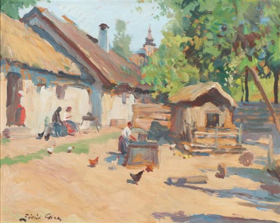 Village scenery by Géza Zorad