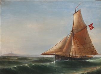A Danish sailing ship at sea - H. C. Nielsen