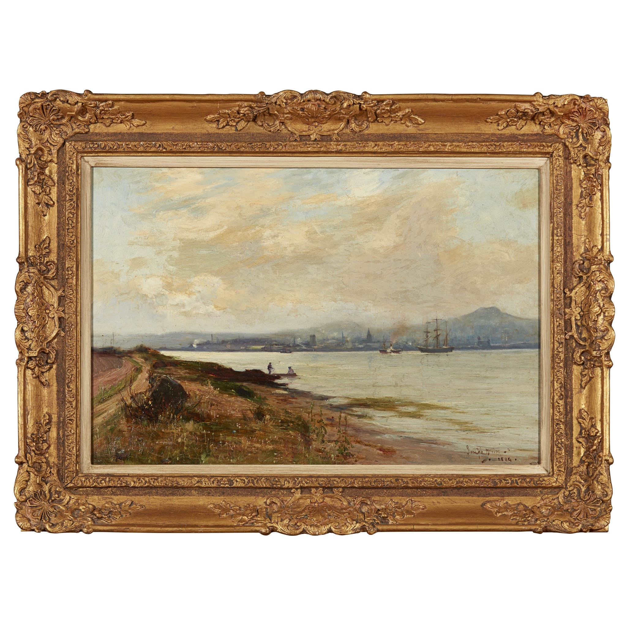 Artwork by Joe Milne, A VIEW OF DUNDEE FROM TAYPORT, Made of oil on canvas