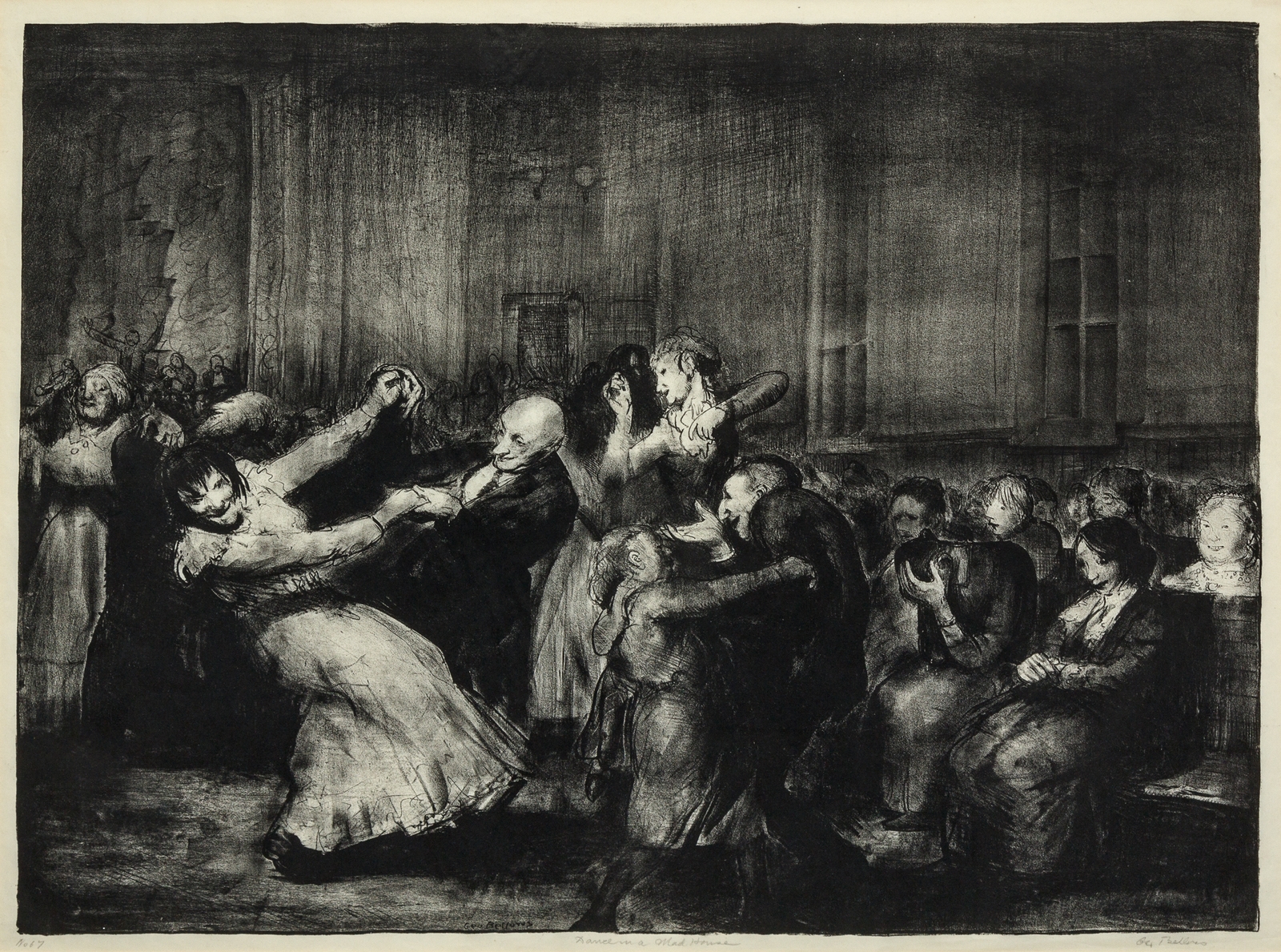 Artwork by George Bellows, Dance In a Madhouse, Made of lithograph
