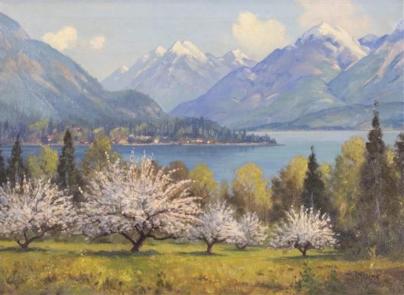 KOOTENAY LAKE NEAR PROCTER by Roland Gissing, circa 1950