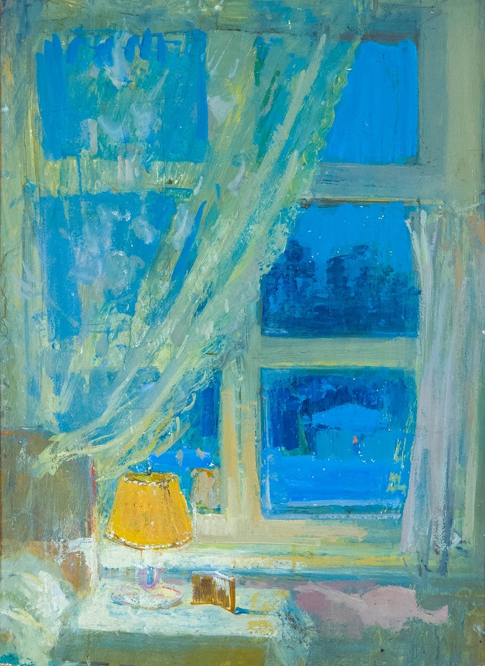 Artwork by Nikolai Mikhailovich Romadin, Window, Made of Oil on cardboard