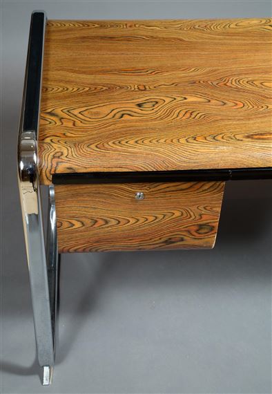 Protzman Peter African Zebrawood And Chromed Metal Desk 1970