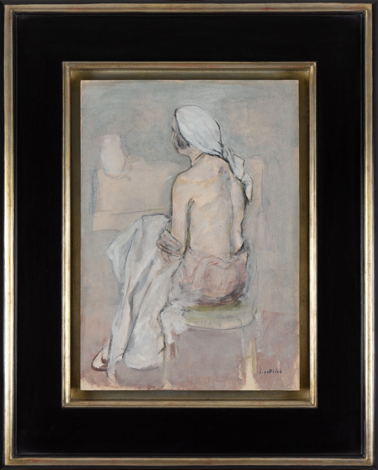 Artwork by Leopold Gottlieb, Half-nude, Made of oil/paperboard