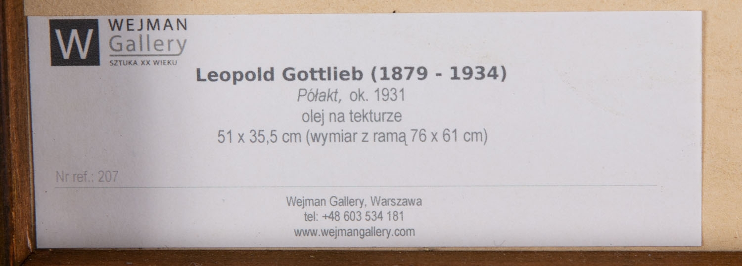 Artwork by Leopold Gottlieb, Half-nude, Made of oil/paperboard