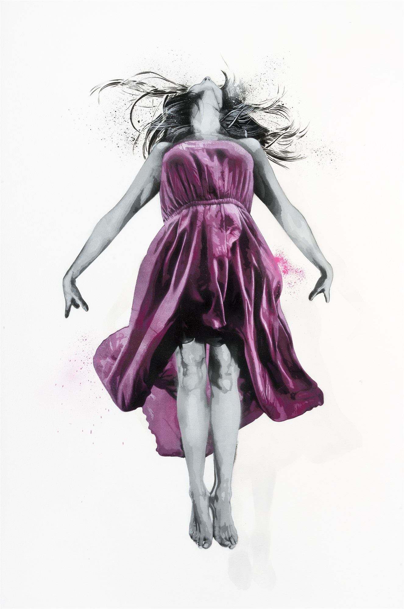 Artwork by SNIK, Fix The Sky (Purple), Made of spray paint and stencil on canvas