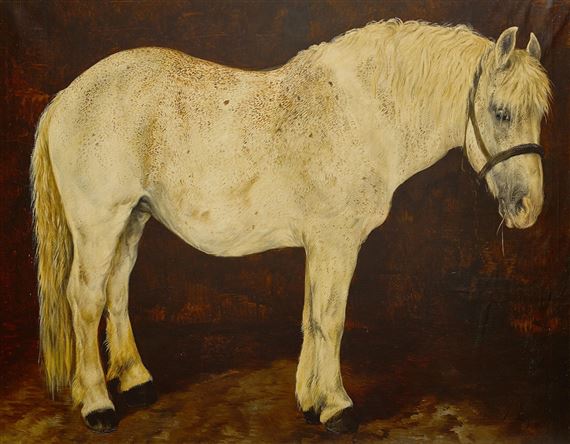 A grey draft horse by Jeanne d'Espiennes, 1870
