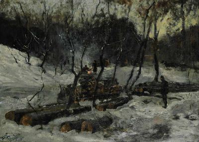Julius Jacob the Younger | Holzfäller im winterlichen Tiergarten (1900 ...