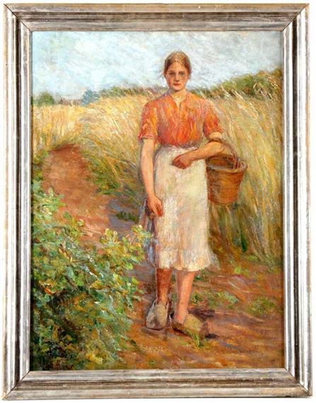 Hamburg Mädchen vor Getreidefeld by Amelie Ruths, 1908