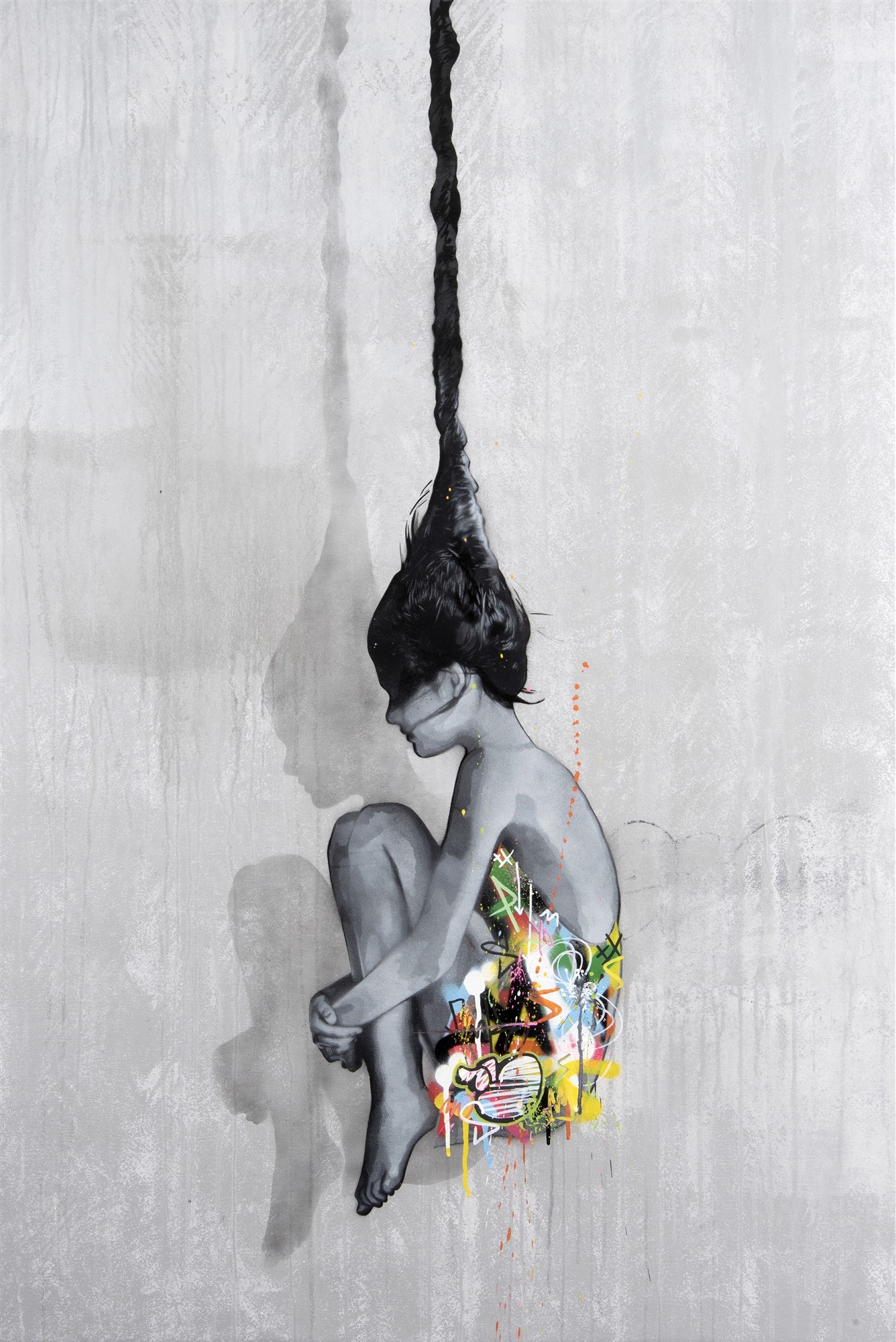 Artwork by SNIK, Martin Whatson, Falling Out Of Consciousness, Made of spray paint, stencil and acrylic on canvas