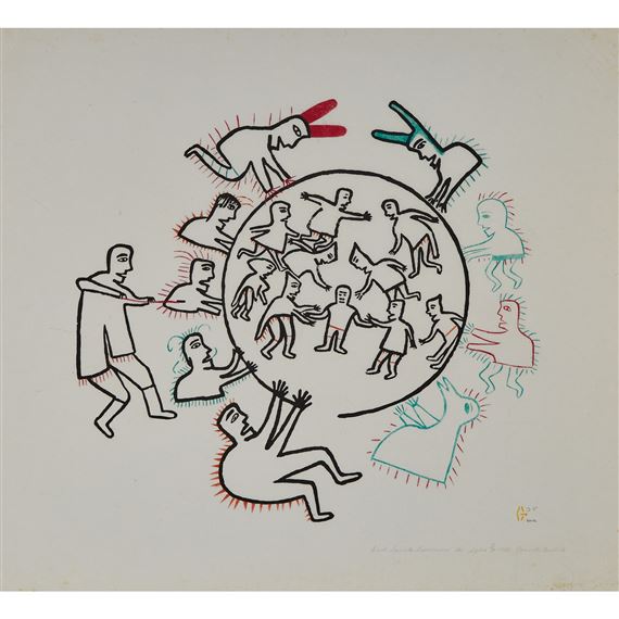 EVIL SPIRITS SURROUND THE IGLOO by Jessie Oonark, 1972