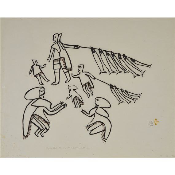 DRYING FISH by Jessie Oonark, 1970