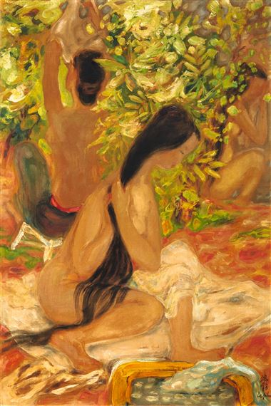 LES BAIGNEUSES (THE BATHERS) by Lê Phổ, Executed circa 1956