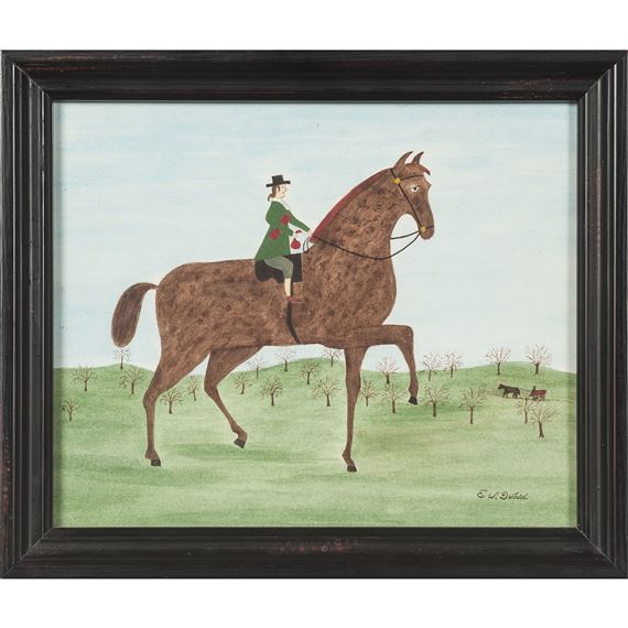 Folk Art Equestrian Scene by Evelyn S. Dubiel