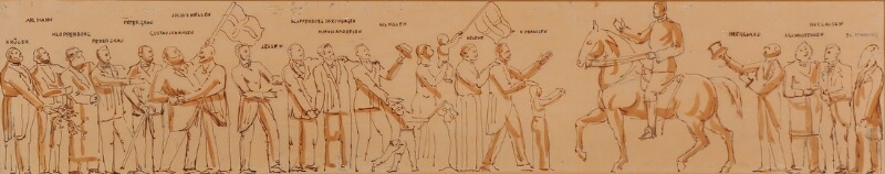 Artwork by Johannes Bjerg, Sketch of monument for H.P Hansen and the danish reunion in 1920, Made of Indian ink on paper