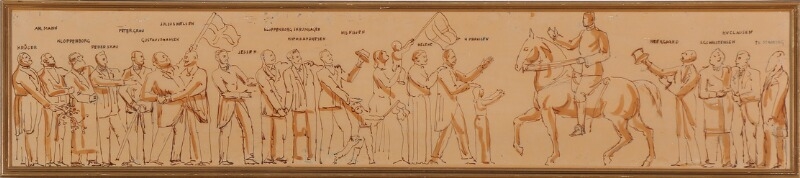 Artwork by Johannes Bjerg, Sketch of monument for H.P Hansen and the danish reunion in 1920, Made of Indian ink on paper