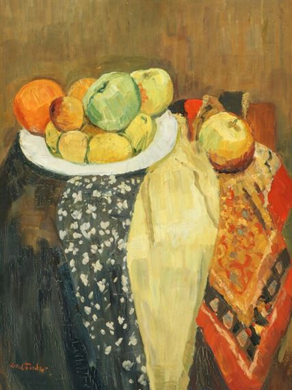 Still life with fruit dish by Carl Fischer