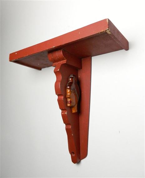 hanging wall shelf by Elijah Pierce, 1973