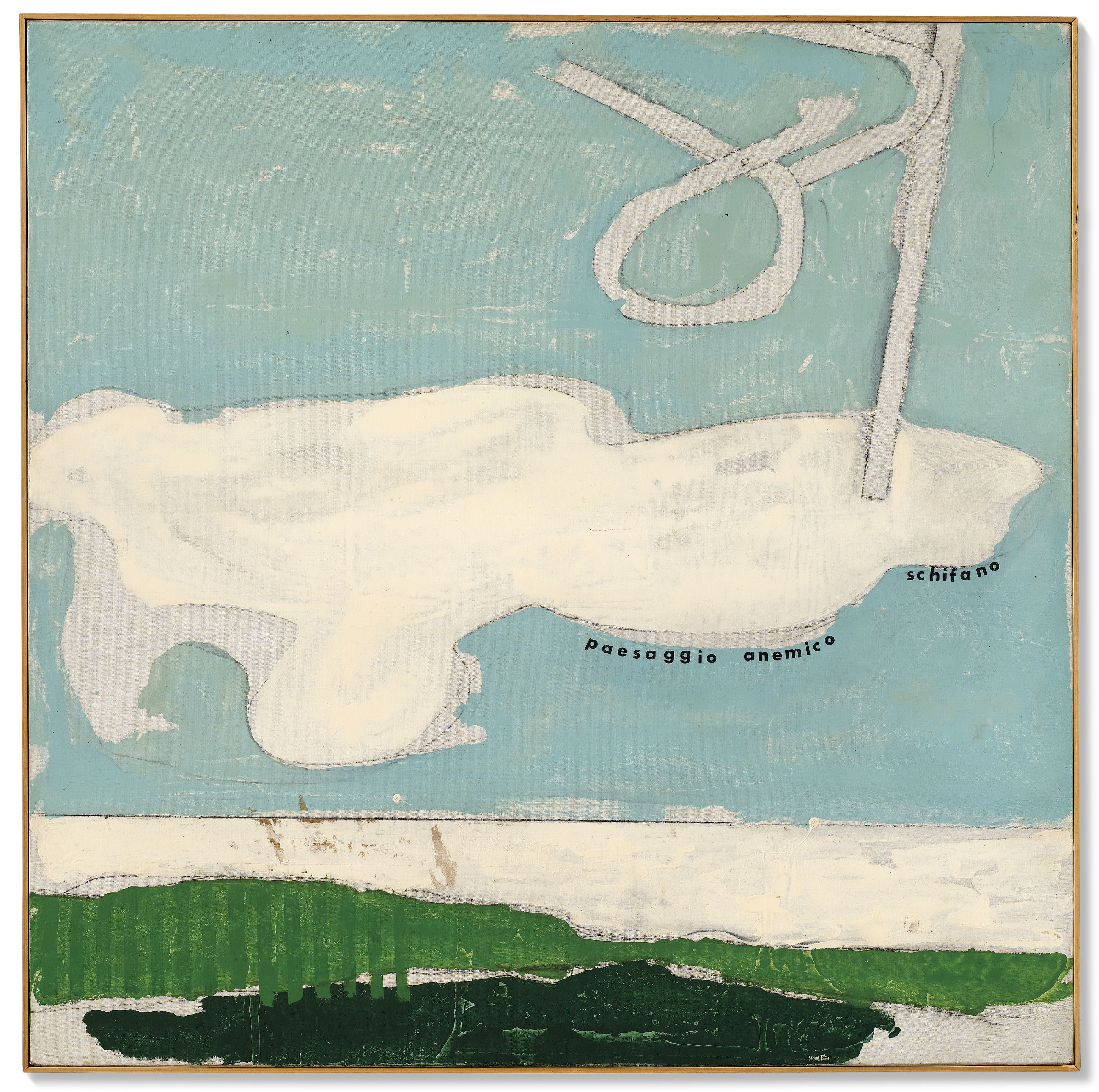 Artwork by Mario Schifano, Paesaggio anemico (Anemic Landscape), Made of enamel and graphite on canvas