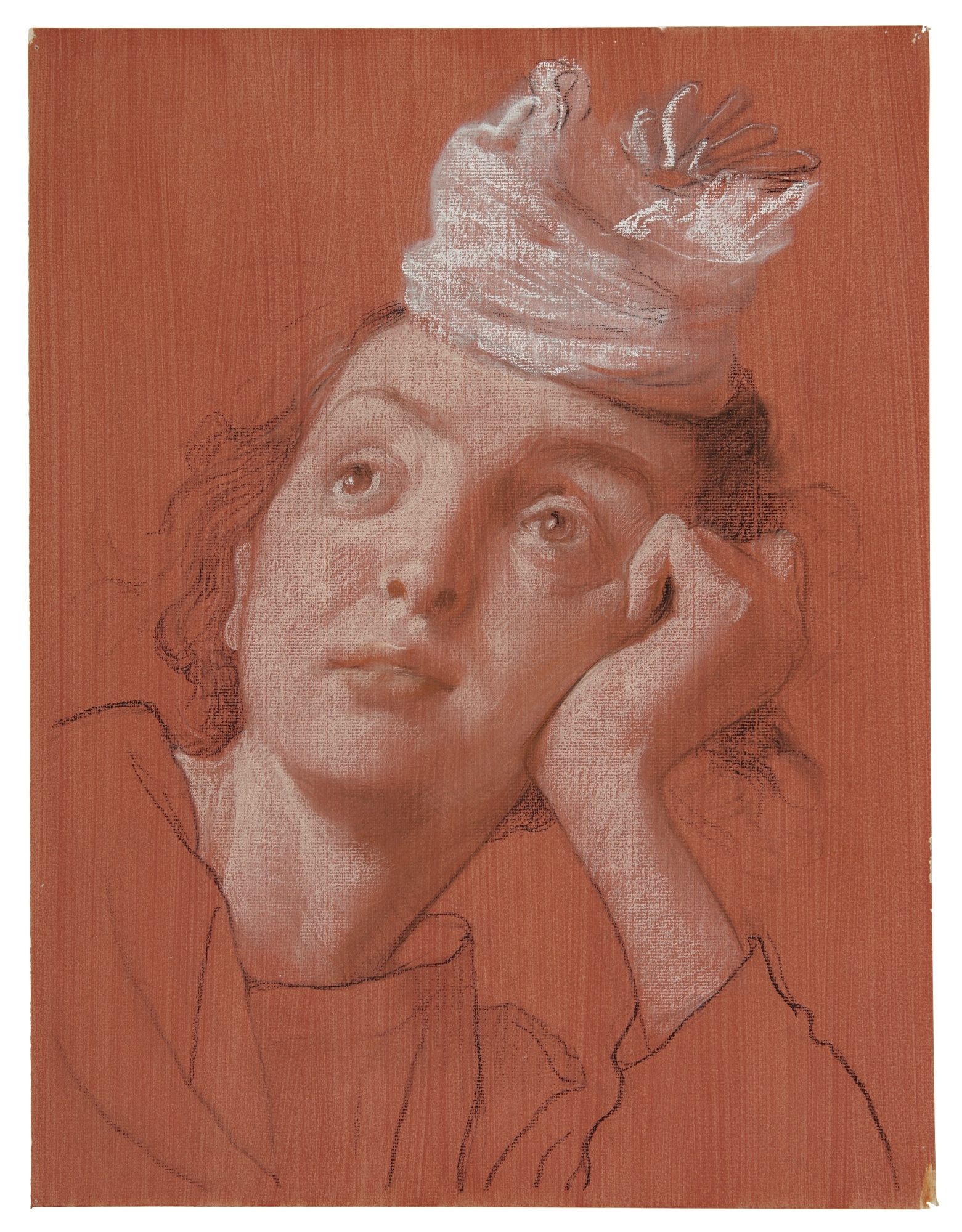 Artwork by John Currin, STUDY FOR THE PENITENT, Made of conte crayon, pastel and wash on paper