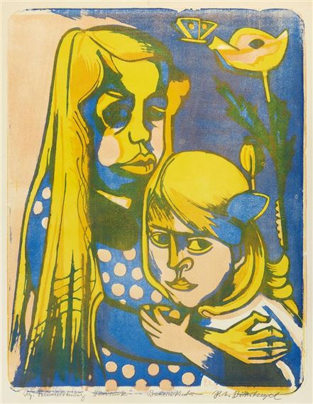 BAUERNKINDER (AUS: BAUERNLEBEN) by Peter August Böckstiegel, 1920