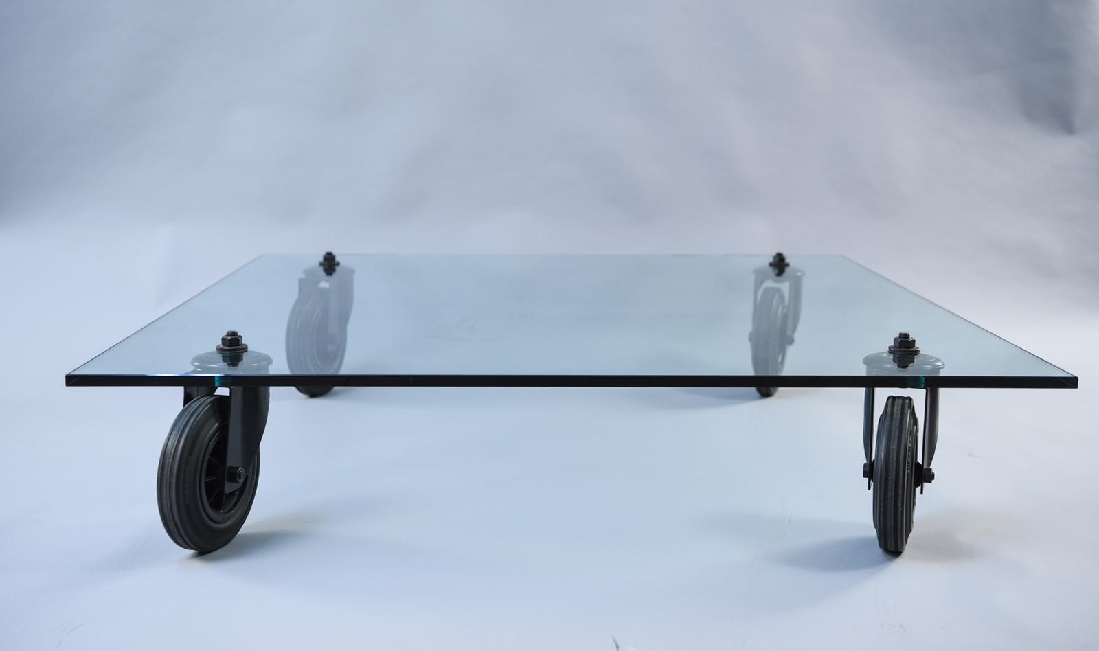 A Gae Aulenti sofa table 'Tavolo con Ruote', Fontana Arte, Italy