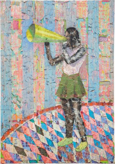 Green Horn by Derek Fordjour, Executed in 2017