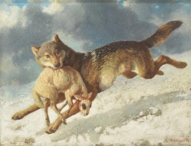 Auguste Rolland | Wolf with Slain Sheep | MutualArt