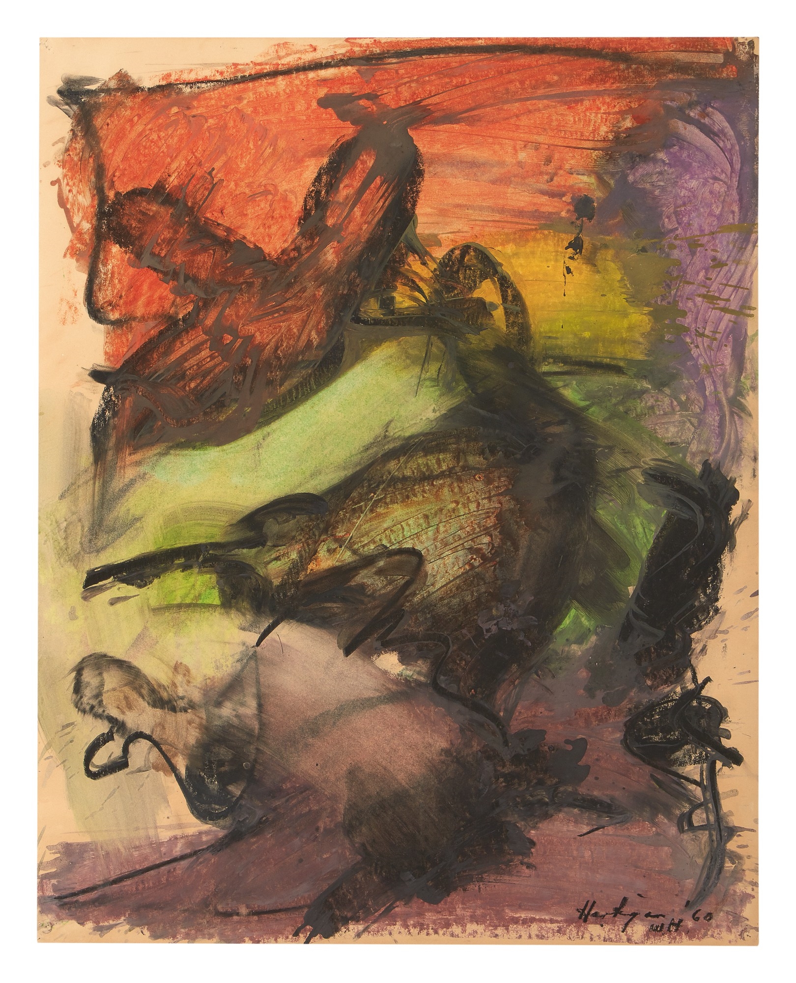 Artwork by Grace Hartigan, AUGUST, Made of oilstick on paper