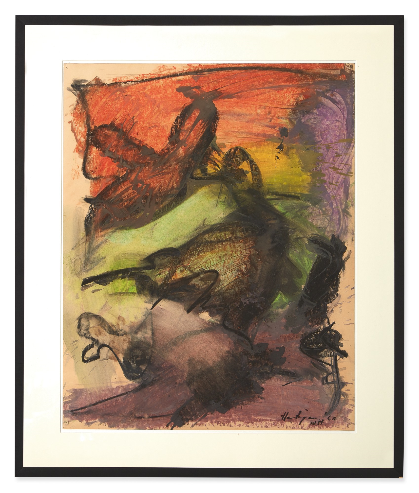 Artwork by Grace Hartigan, AUGUST, Made of oilstick on paper