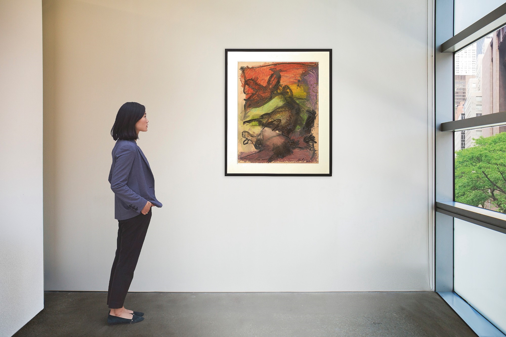 Artwork by Grace Hartigan, AUGUST, Made of oilstick on paper