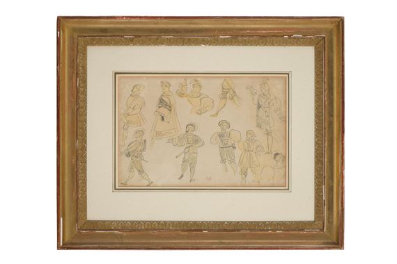 Etude de figures en costume médiéval by Eugène Delacroix