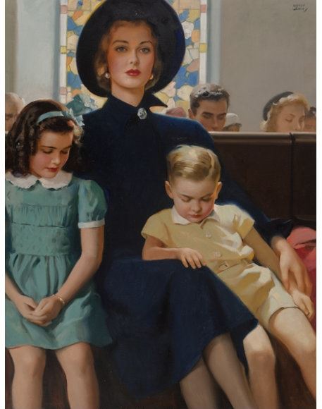 Mother and Children in Church by Andrew Loomis