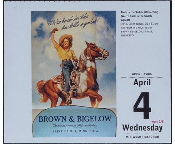 Elvgren Gil We Re Back In The Saddle Again Brown Bigelow Calendar Preliminary 1946 Mutualart