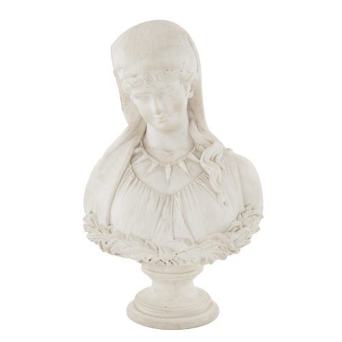 Busto di ragazza con collana by Cesare Lapini, 1884