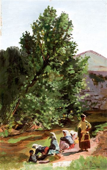 Aldeanas en el campo by Casimiro Sainz y Sainz