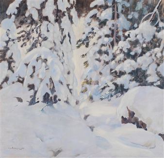 Painting Winter landscape - Unto Hakkarainen