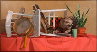 STILL LIFE WITH CHAIR AND BOB CAT - Robert Wilbert